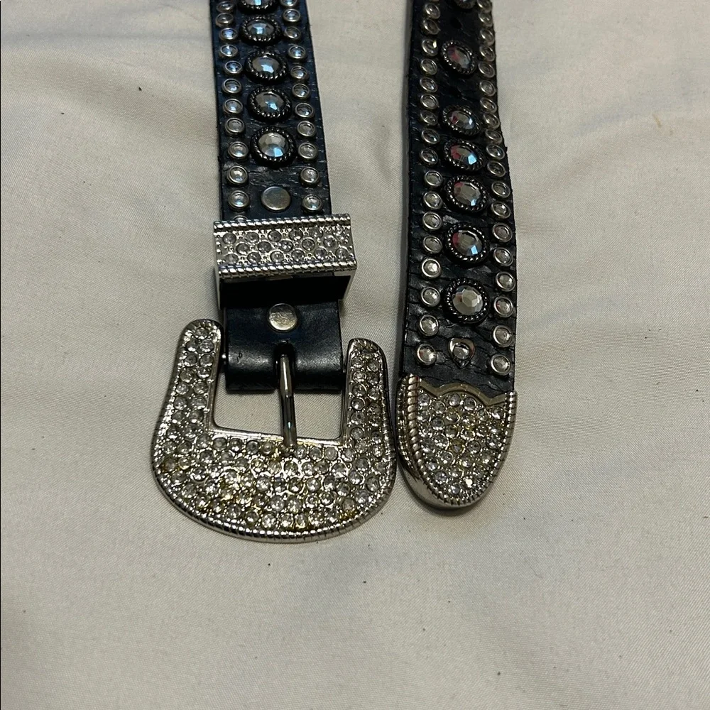 Olga Santini rhinestone leather belt Western Cowgirl